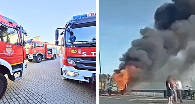 Gorąca majówka. Płonący bus, budynek i tuje