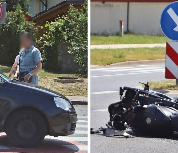 Kolizja samochodu z motocyklem w Głogowie. Groźnie na Kazimierza Wielkiego