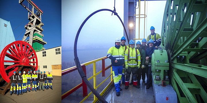 Ogromne koła wymienione na szybie KGHM