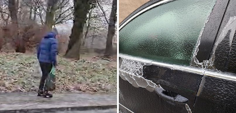 Głogowianin na łyżwach pojechał na zakupy. Dobry pomysł na oblodzone chodniki