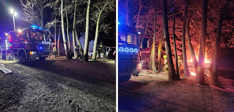 Płonęła łódka na Jeziorze Sławskim