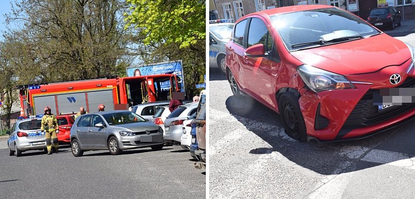 Kolizja na ul. Poczdamskiej w Głogowie, przy wyjeździe z parkingu. A to pech!