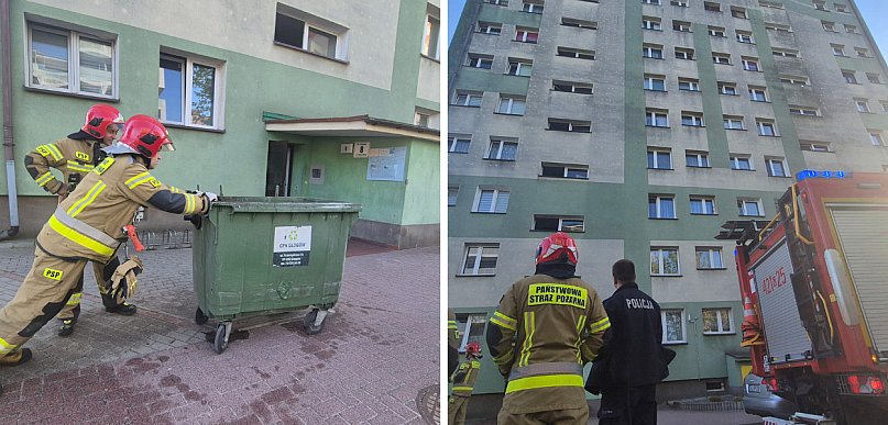 Strażacy w akcji. Dym w wieżowcu w Głogowie