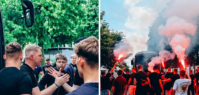 Takie sceny pod stadionem! Chrobry zagra z Wieczystą, ruszył po podium