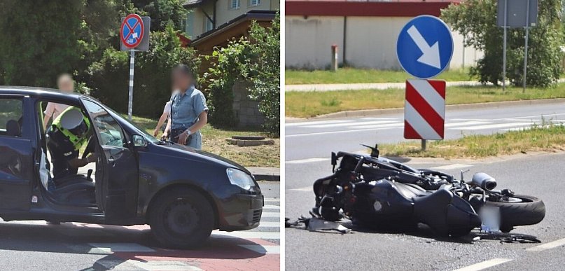 Kolizja samochodu z motocyklem w Głogowie. Groźnie na Kazimierza Wielkiego
