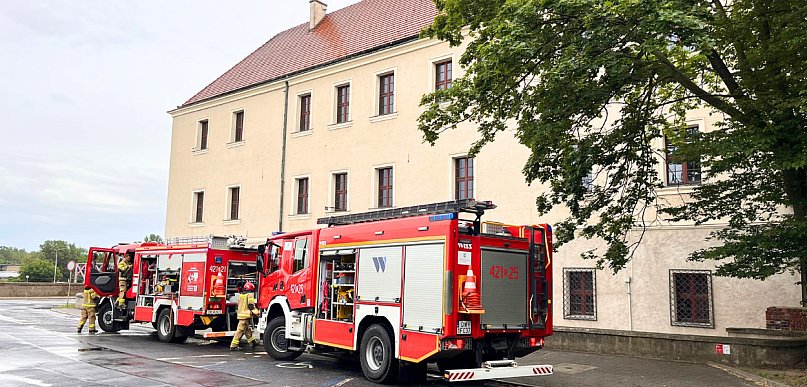 [FOTO] Akcja strażaków w głogowskim zamku. Ogień w piwnicy