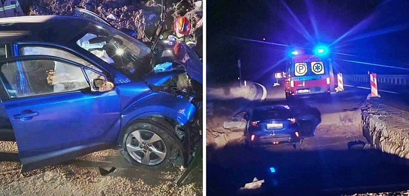 Toyotą wjechał do wykopu. Dwie osoby poszkodowane pod Gaworzycami