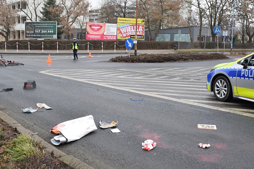 Potrącenie rowerzysty na Wojska Polskiego