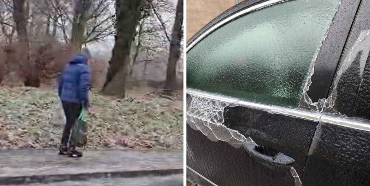 Głogowianin na łyżwach pojechał na zakupy. Dobry pomysł na oblodzone chodniki