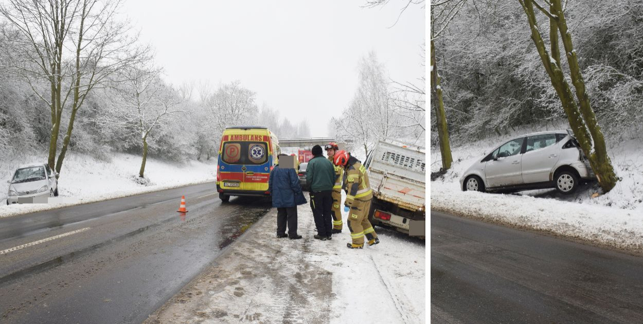 Zderzenie z drzewem przy drodze na hutę pod Głogowem [FOTO]