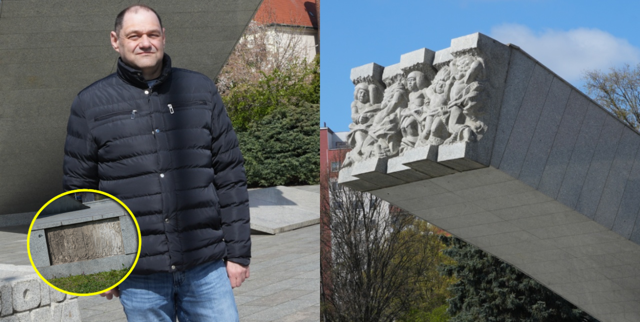 [WIDEO] Odpadają płyty przy pomniku. Radny pyta o remont