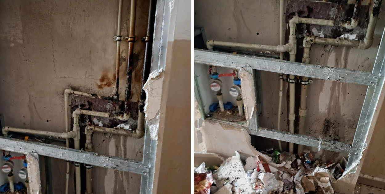 Paliły się śmieci i instalacja w bloku w Głogowie